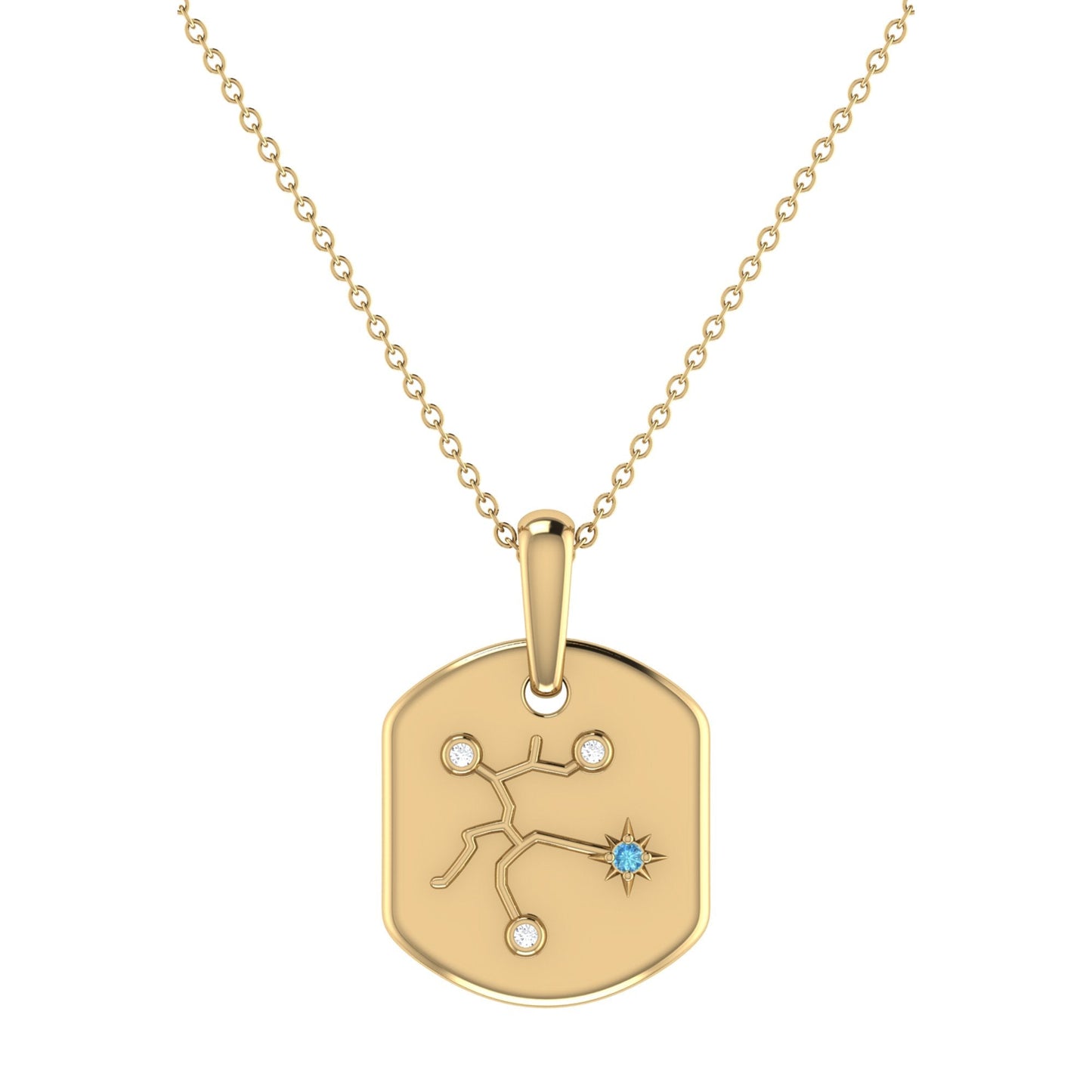 Sagittarius Archer Blue Topaz & Diamond Constellation Tag Pendant