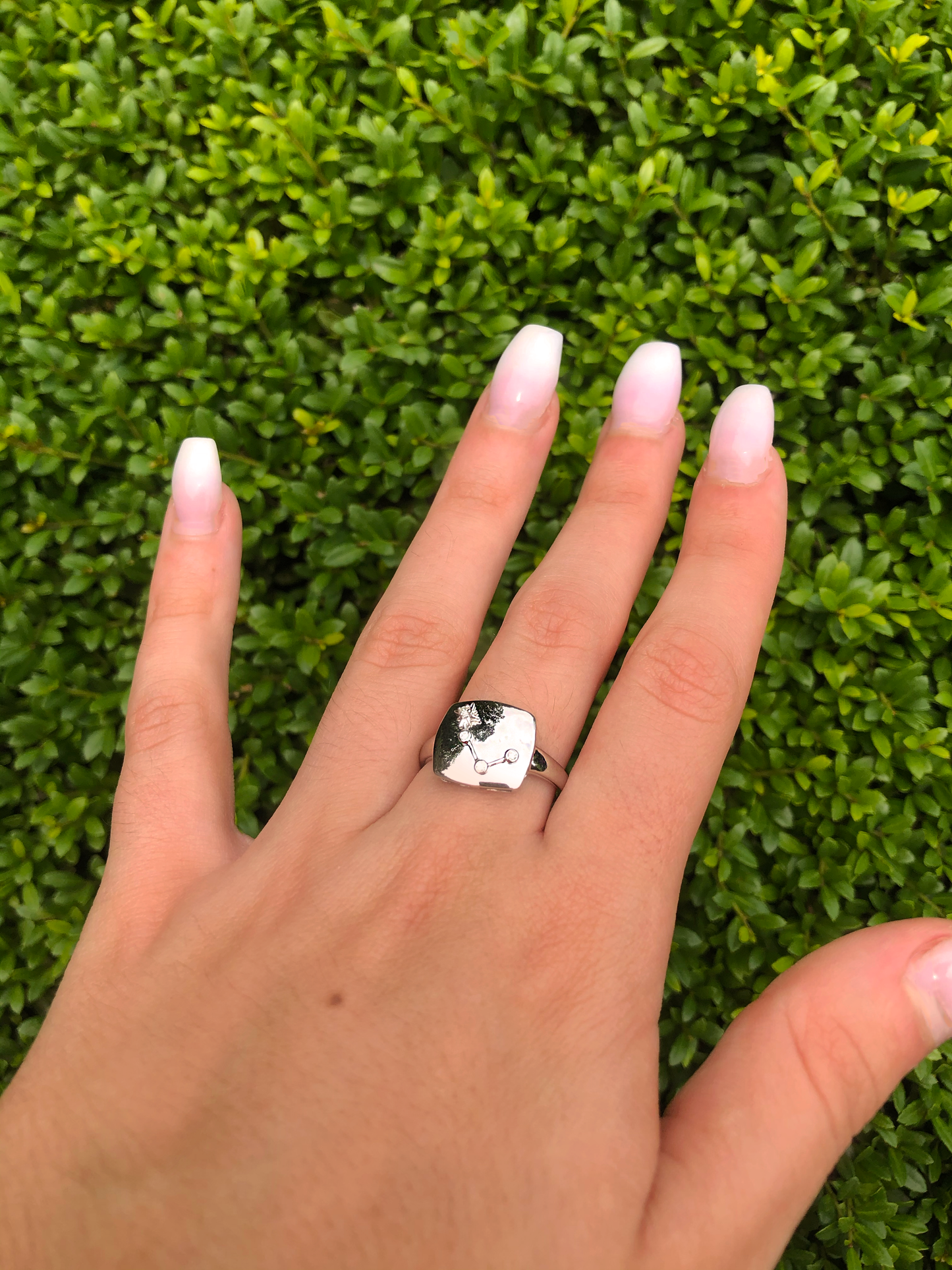 Aries Ram Diamond Constellation Signet Ring in Sterling Silver
