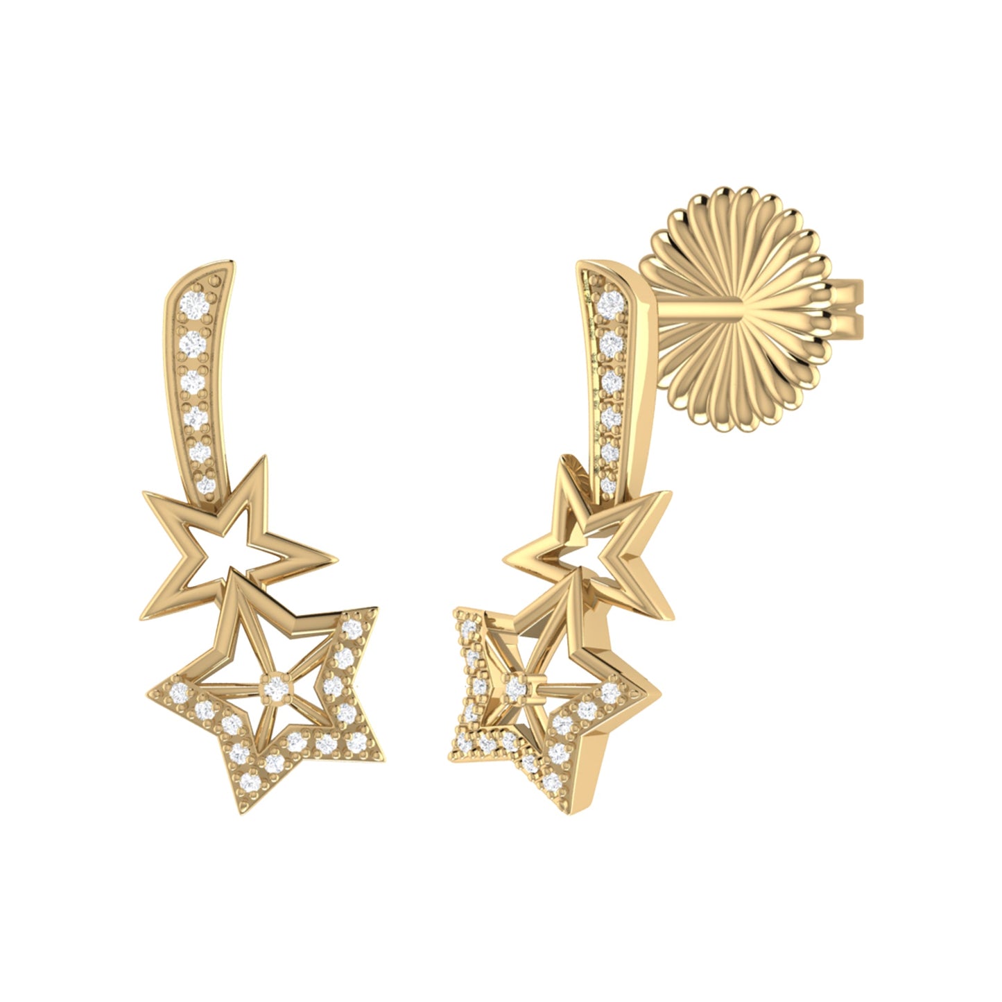Dazzle Duo Diamond Ear Climbers in 14K Gold Vermeil on Sterling Silver