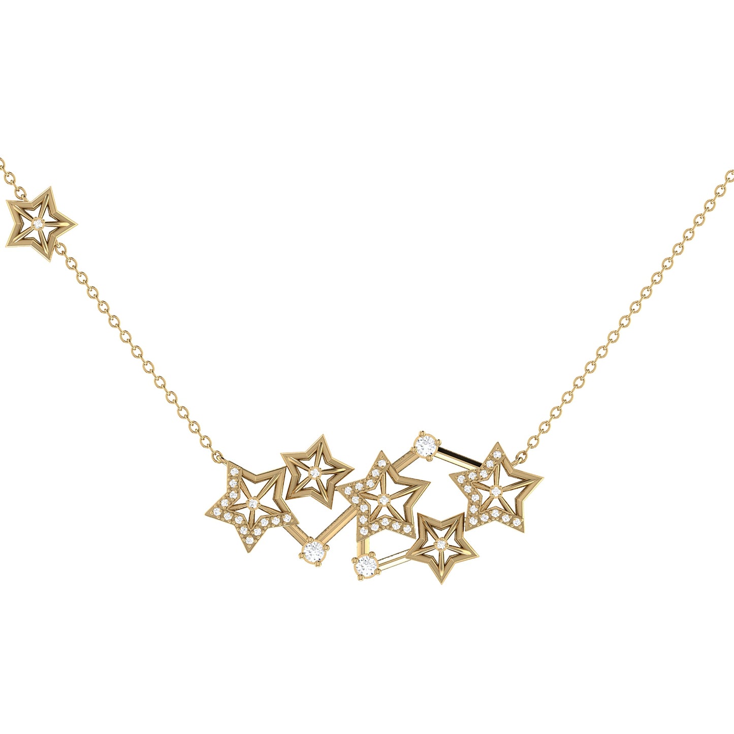 Starburst Constellation Diamond Necklace in 14K Yellow Gold Vermeil on
