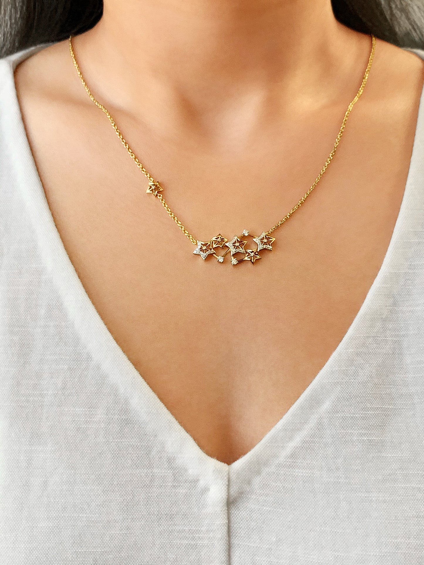 Starburst Constellation Diamond Necklace in 14K Yellow Gold Vermeil on