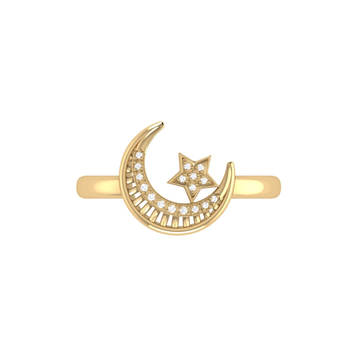 Starkissed Crescent Diamond Ring in 14K Yellow Gold Vermeil on