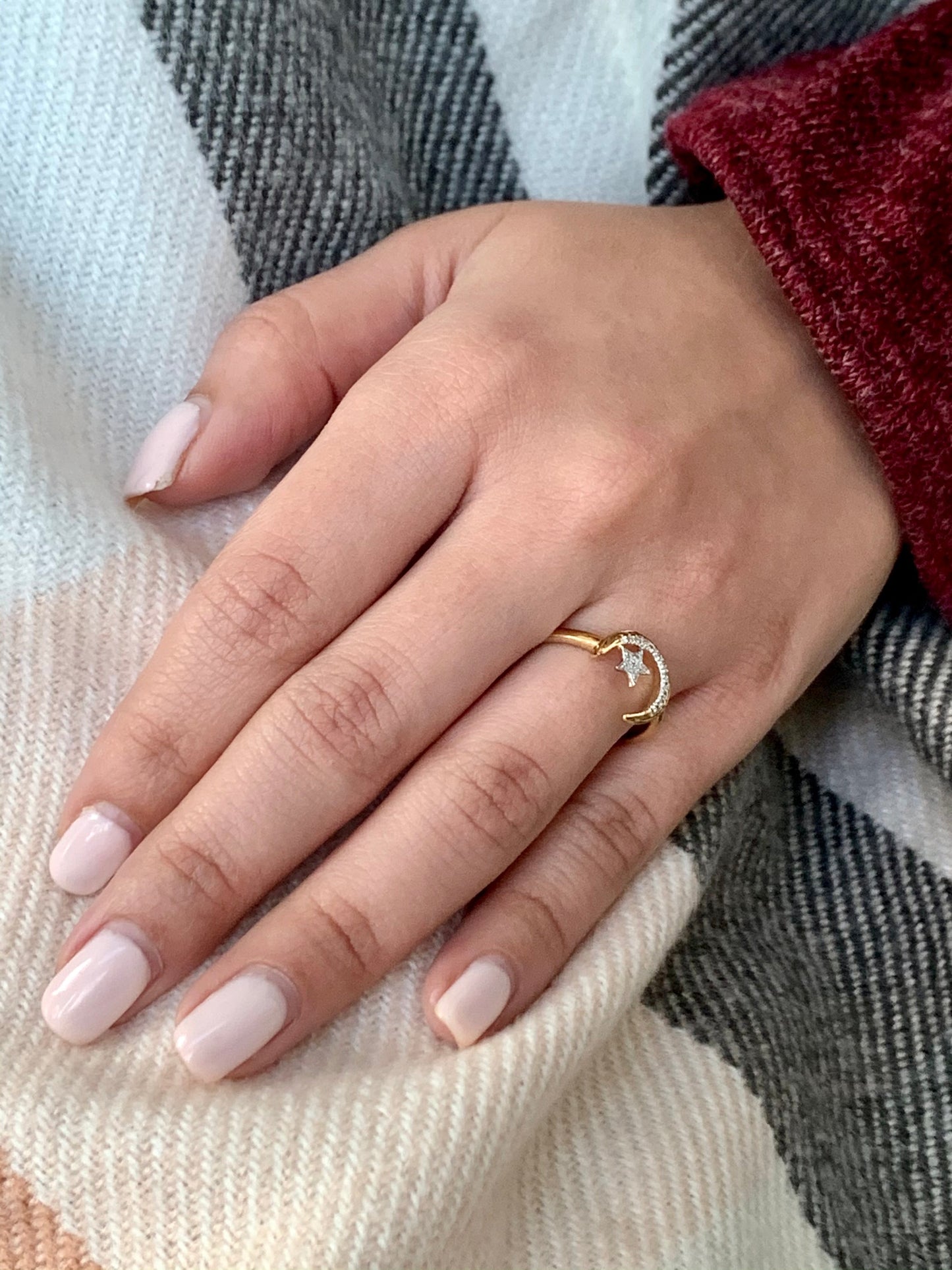 Starkissed Crescent Diamond Ring in 14K Yellow Gold Vermeil on