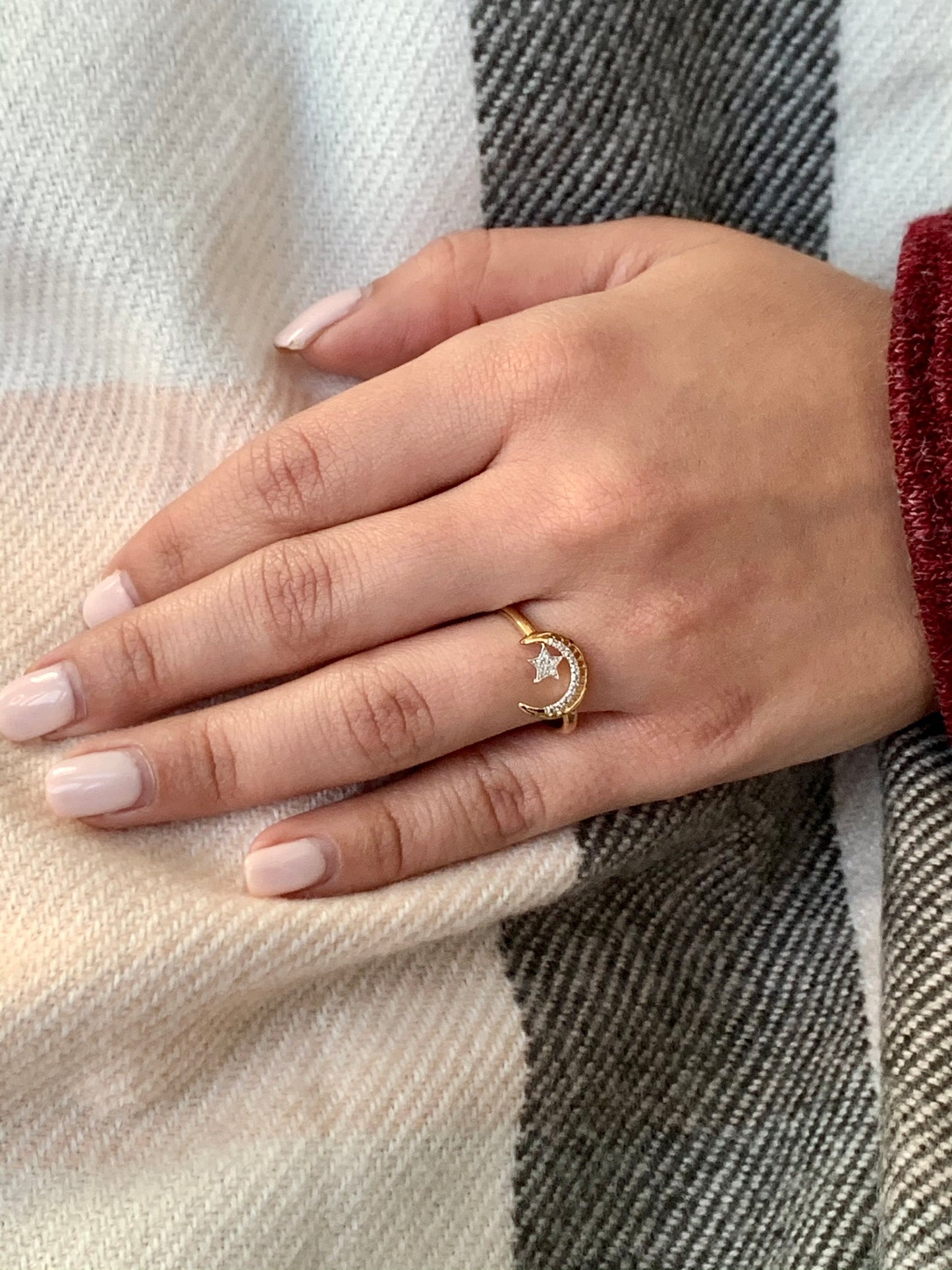Starkissed Crescent Diamond Ring in 14K Yellow Gold Vermeil on