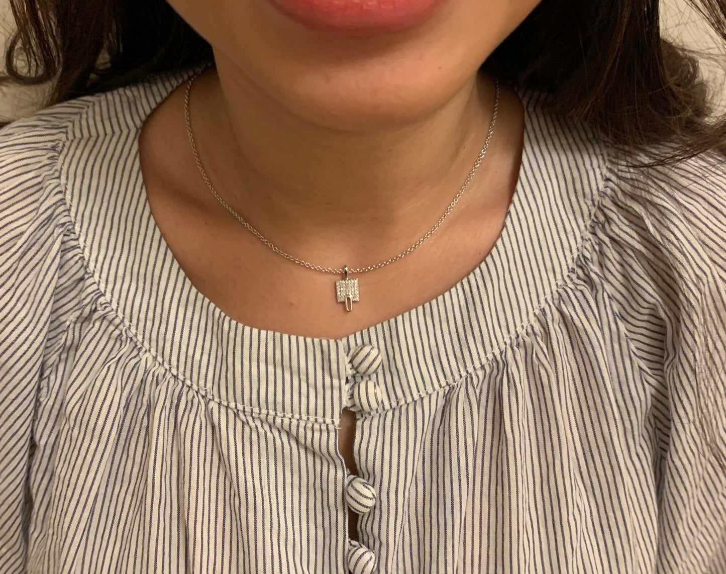 Sidewalk Square Diamond Pendant in Sterling Silver
