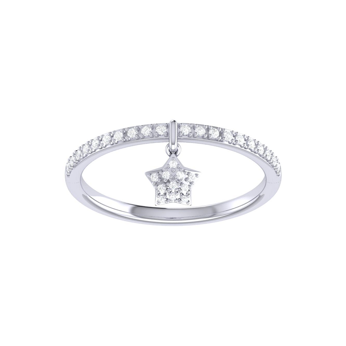 Starkissed Diamond Charm Ring in Sterling Silver