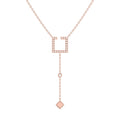 Street Light Open Square Bolo Adjustable Diamond Lariat Necklace in