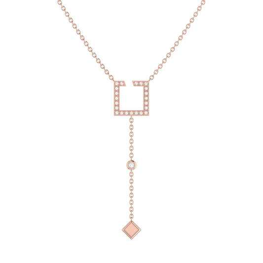 Street Light Open Square Bolo Adjustable Diamond Lariat Necklace in