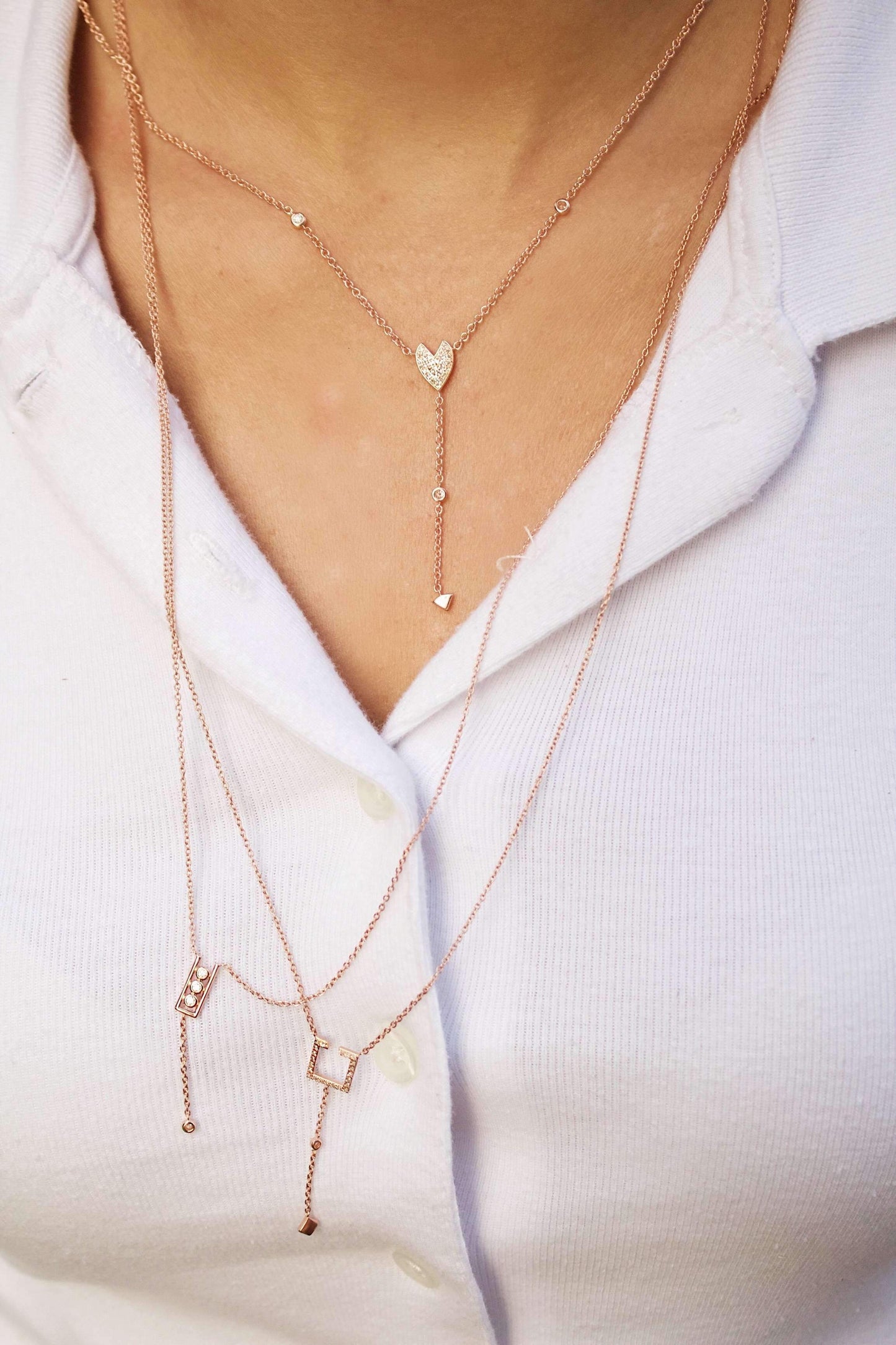 Street Light Open Square Bolo Adjustable Diamond Lariat Necklace in