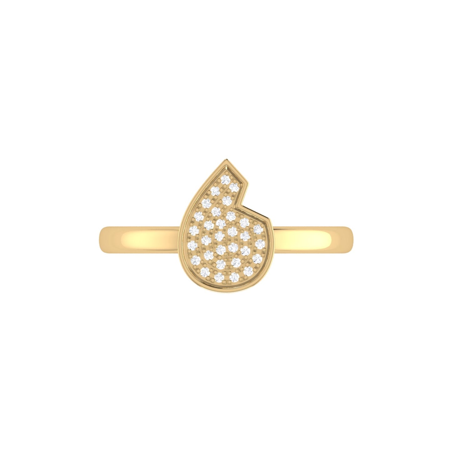 Street Cycle Open Teardrop Diamond Ring in 14K Yellow Gold Vermeil on