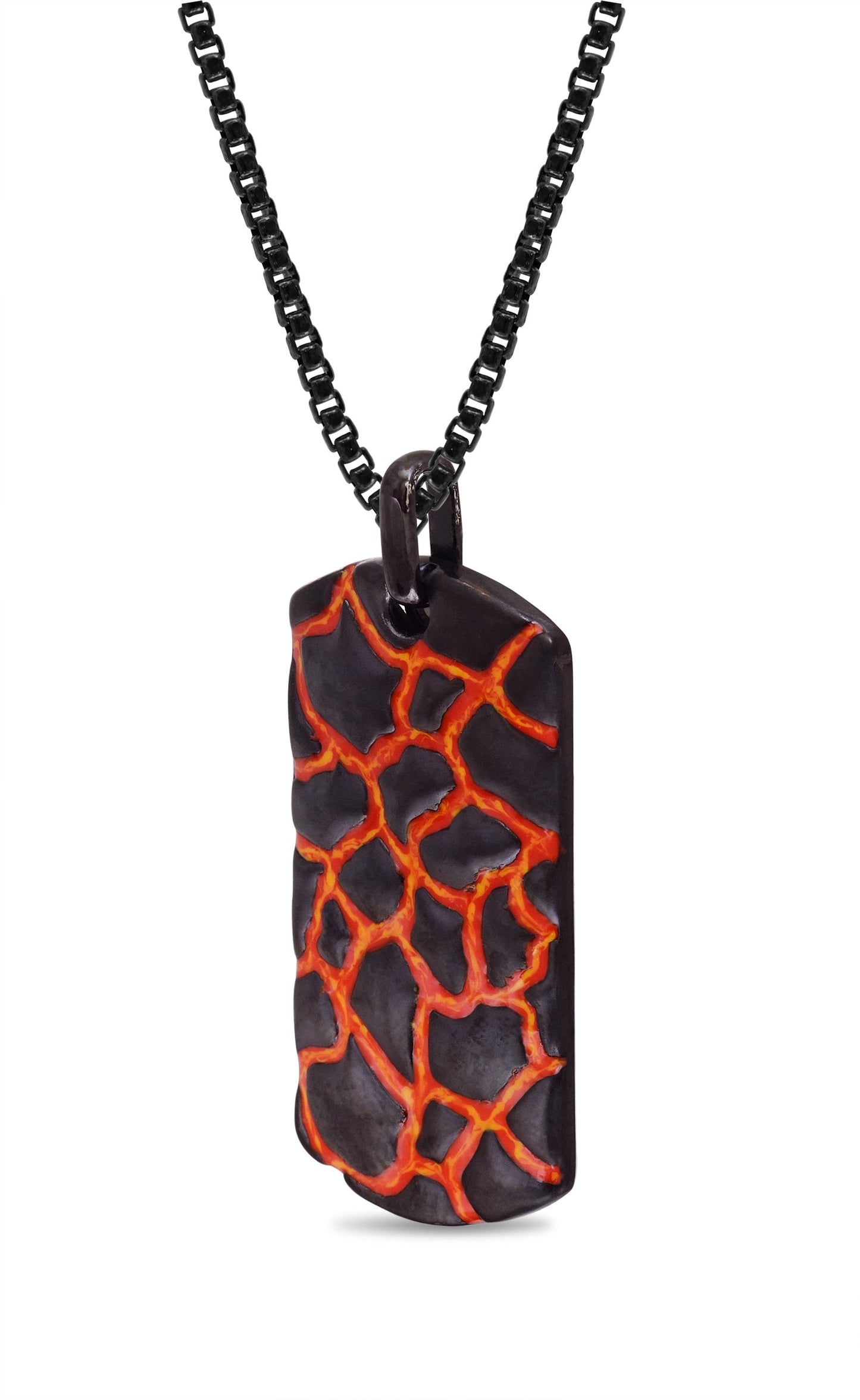 Earth & Fire Black Rhodium Plated Sterling Silver Textured Red Orange