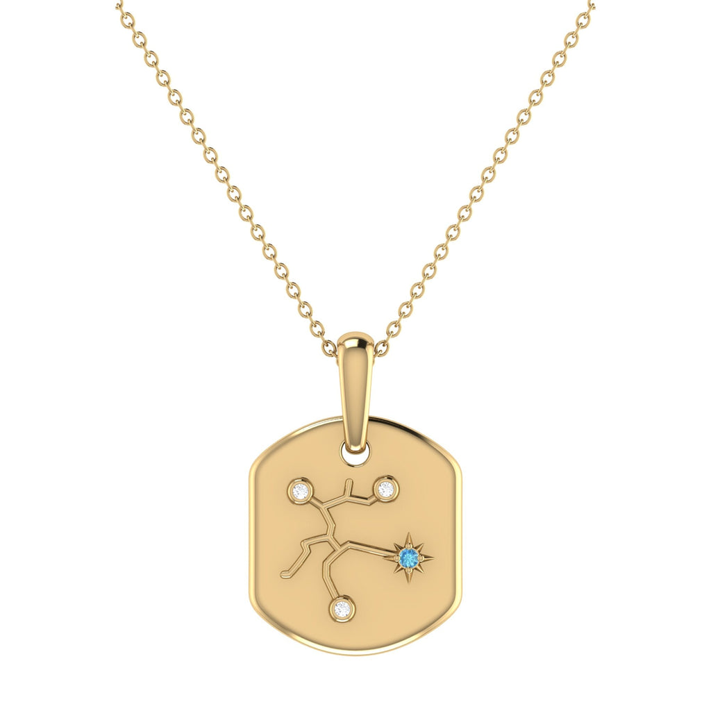 Sagittarius Archer Blue Topaz & Diamond Constellation Tag Pendant