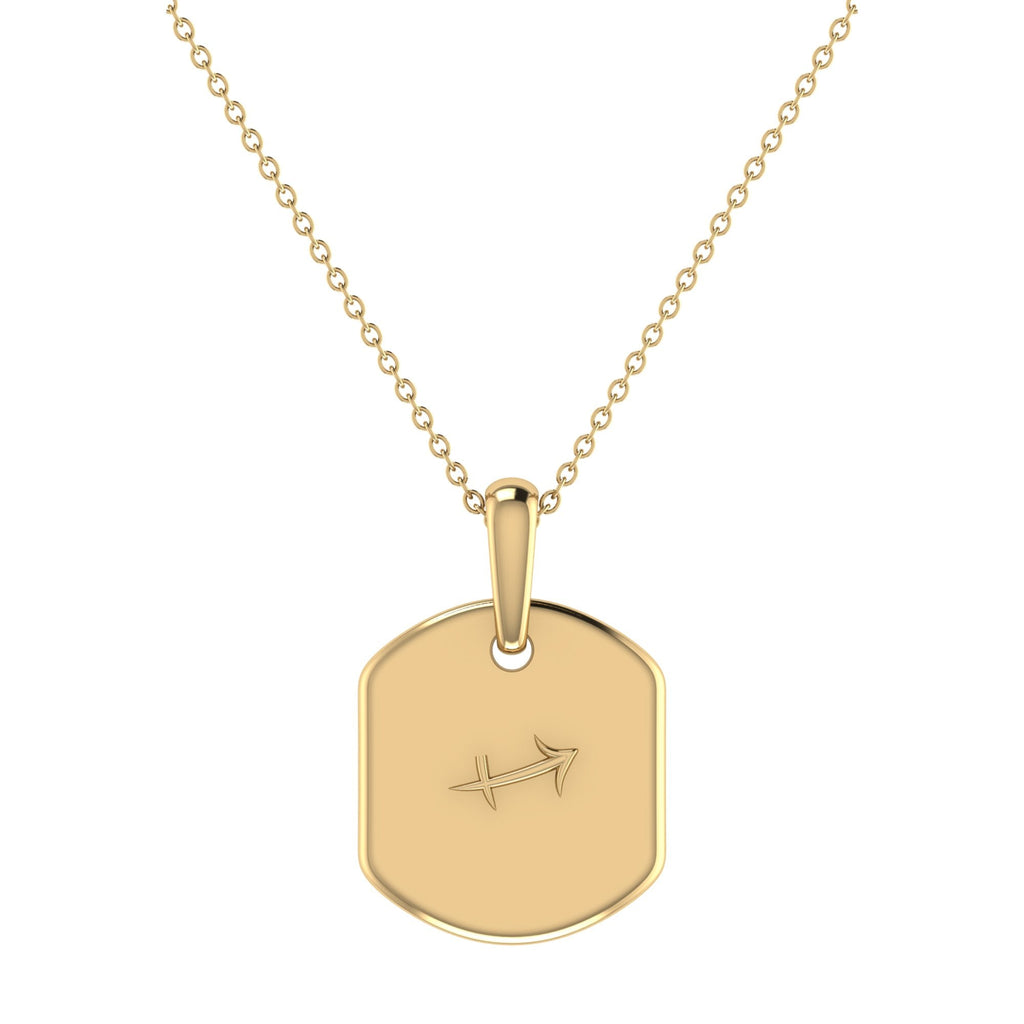 Sagittarius Archer Blue Topaz & Diamond Constellation Tag Pendant
