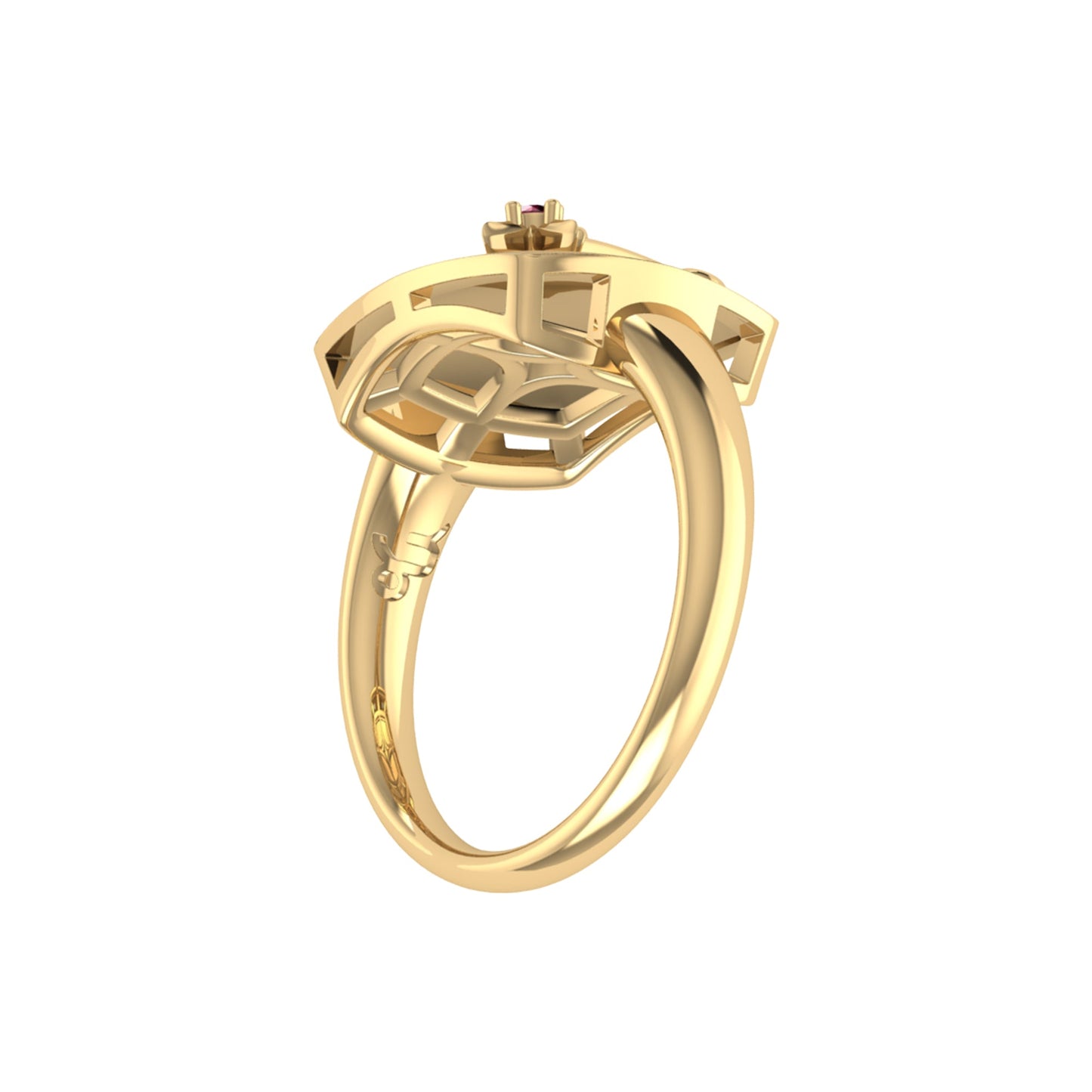 Capricorn Goat Garnet & Diamond Constellation Signet Ring in 14K