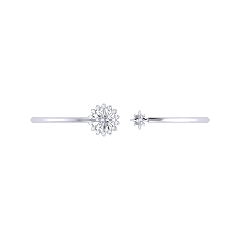 Starburst Adjustable Diamond Cuff in Sterling Silver