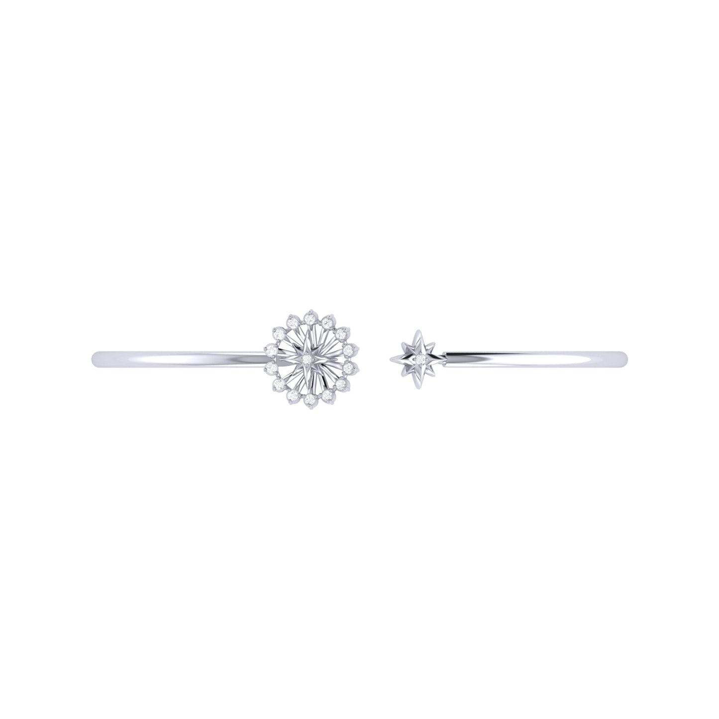 Starburst Adjustable Diamond Cuff in Sterling Silver