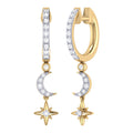 Starlit Crescent Diamond Hoop Earrings in 14K Yellow Gold Vermeil on