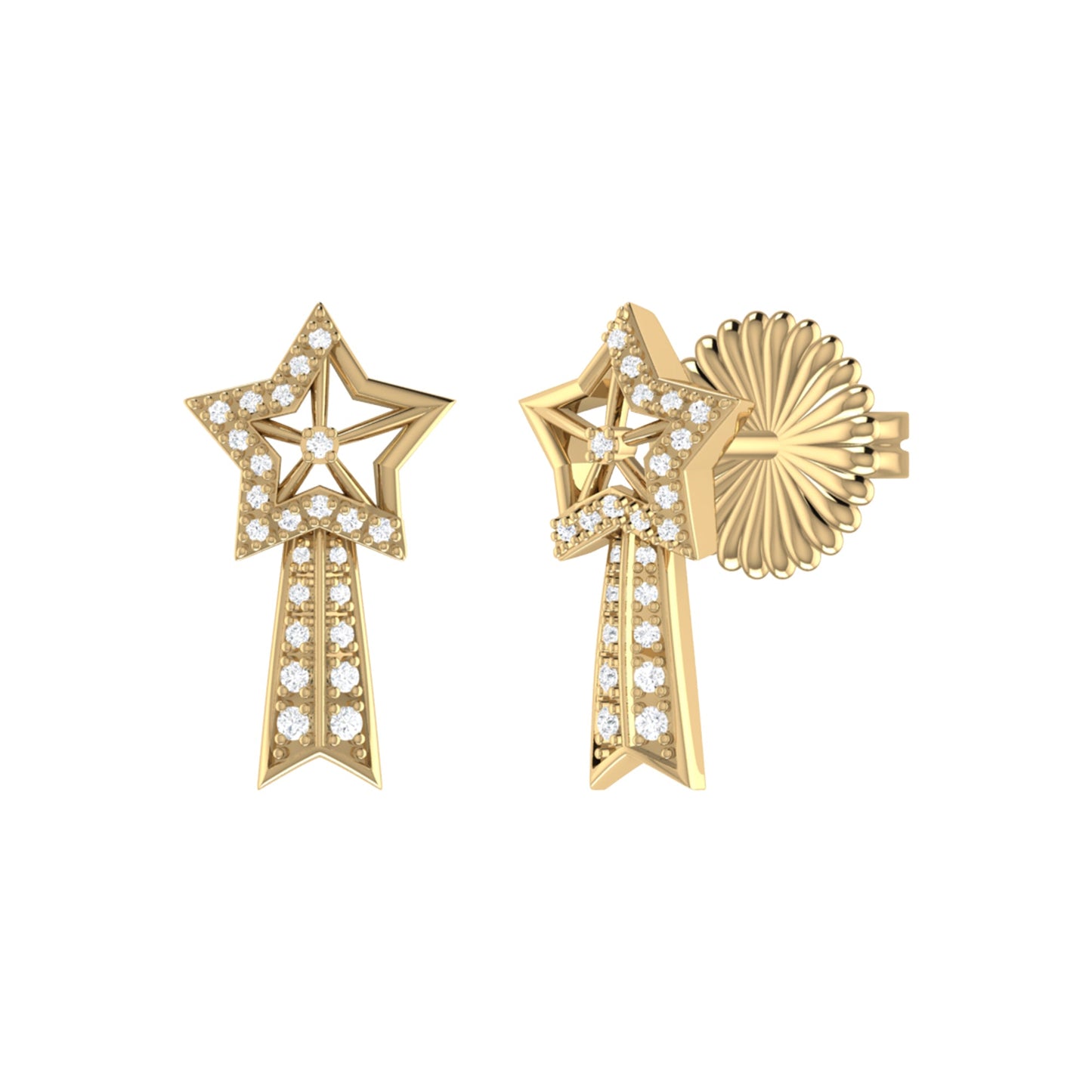 Shooting Star Diamond Comet Earrings in 14K Gold Vermeil on Sterling