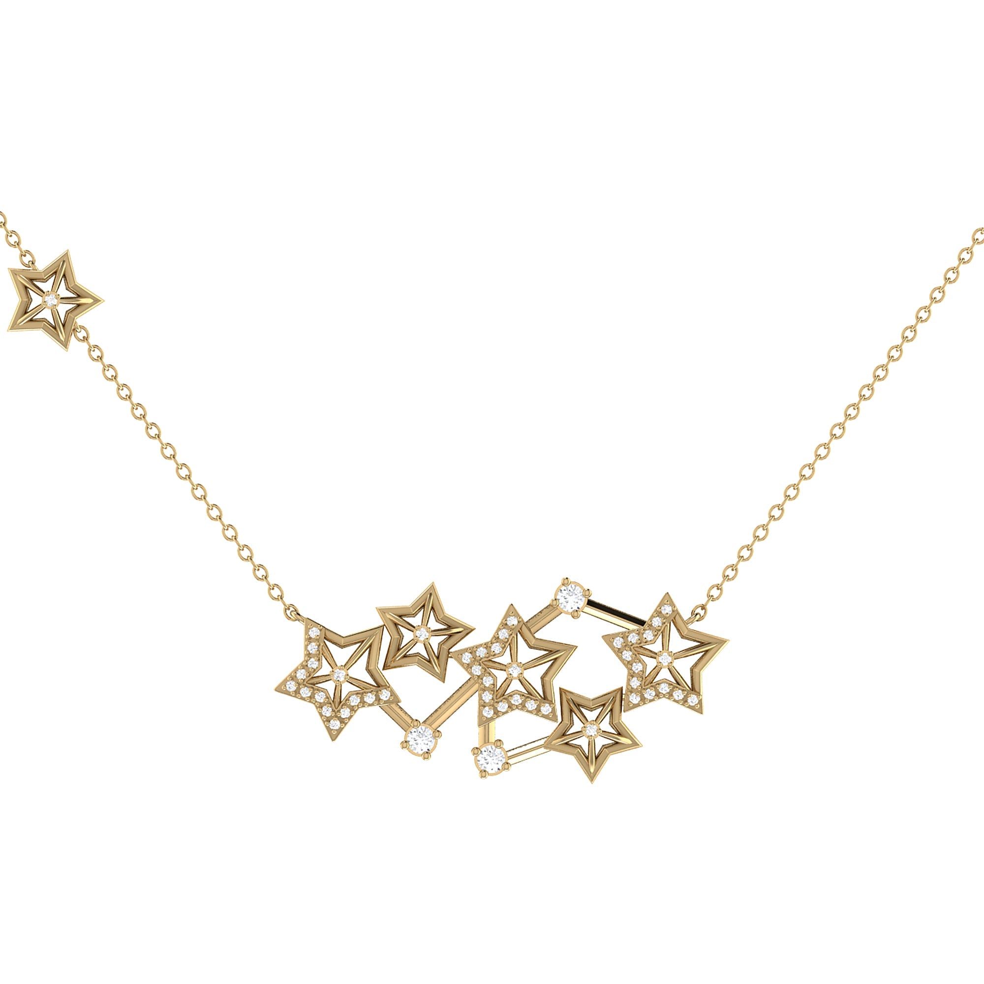 Starburst Constellation Diamond Necklace in 14K Yellow Gold Vermeil on