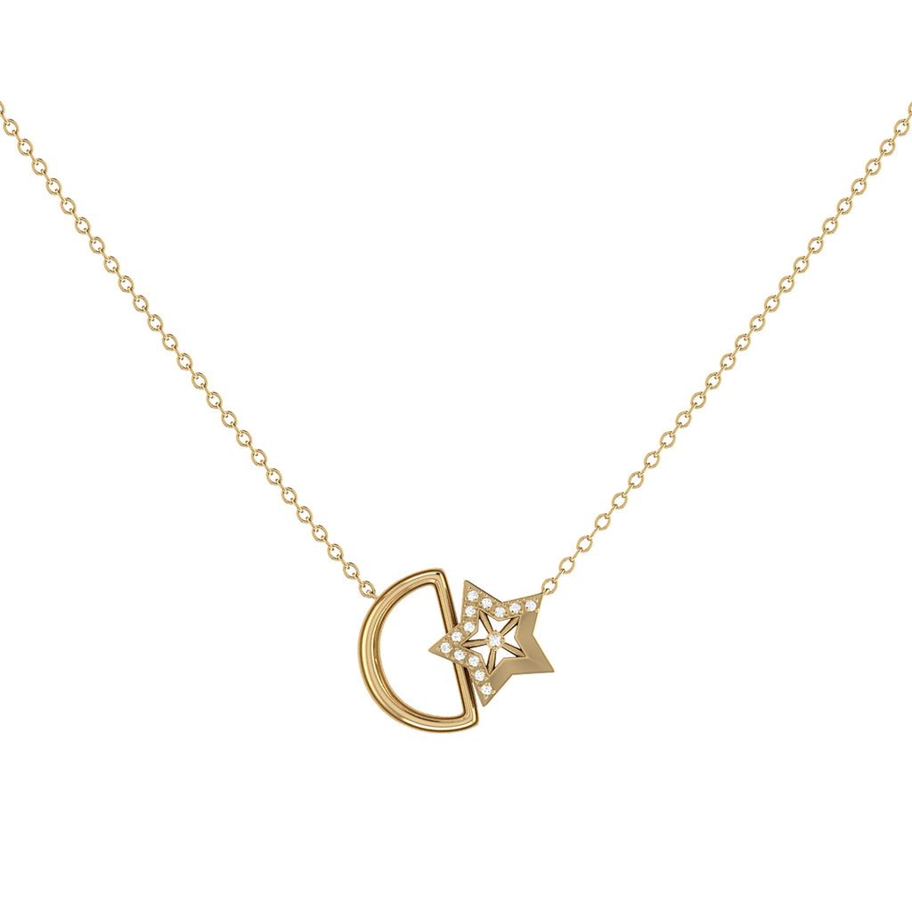 Starkissed Moon Diamond Necklace in 14K Yellow Gold Vermeil on
