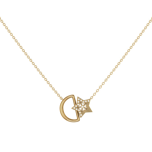 Starkissed Moon Diamond Necklace in 14K Yellow Gold Vermeil on