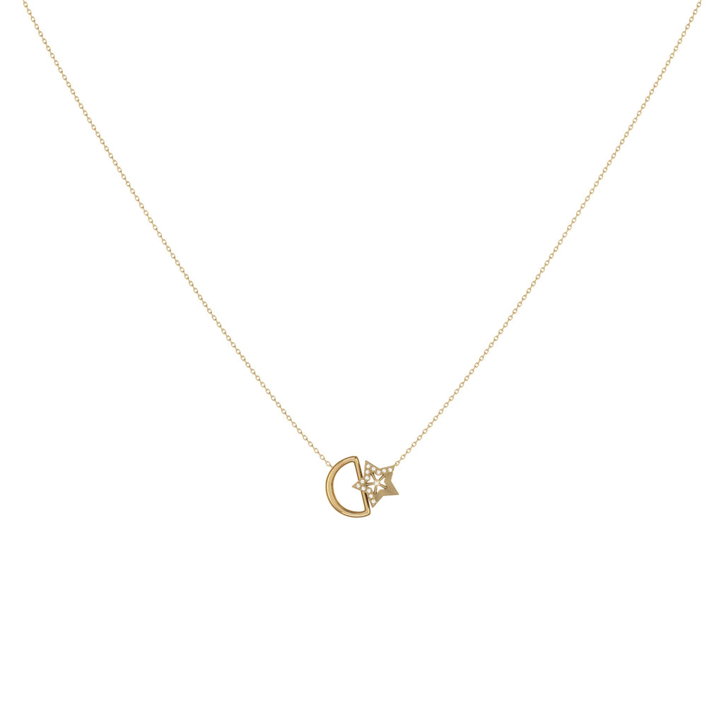 Starkissed Moon Diamond Necklace in 14K Yellow Gold Vermeil on