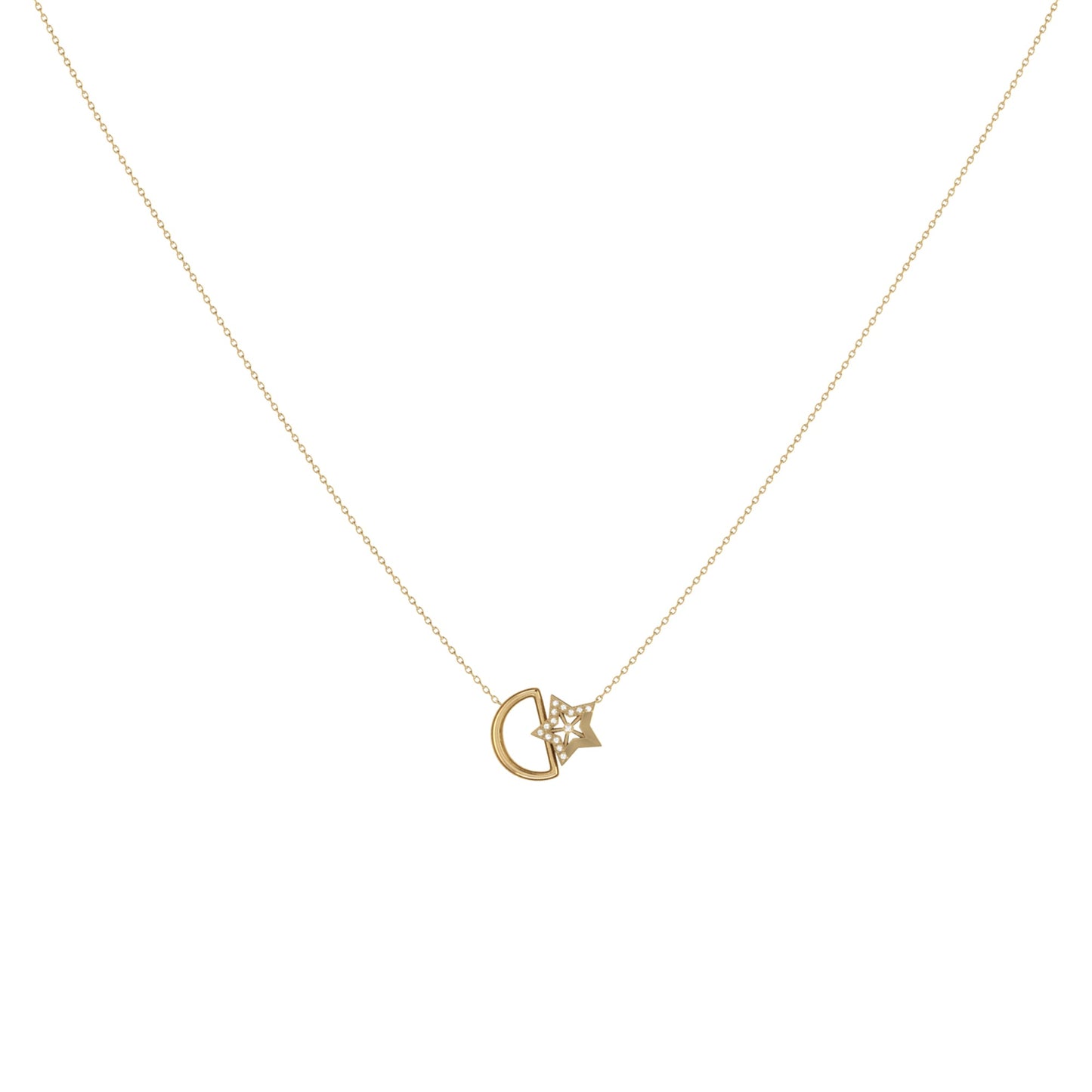 Starkissed Moon Diamond Necklace in 14K Yellow Gold Vermeil on