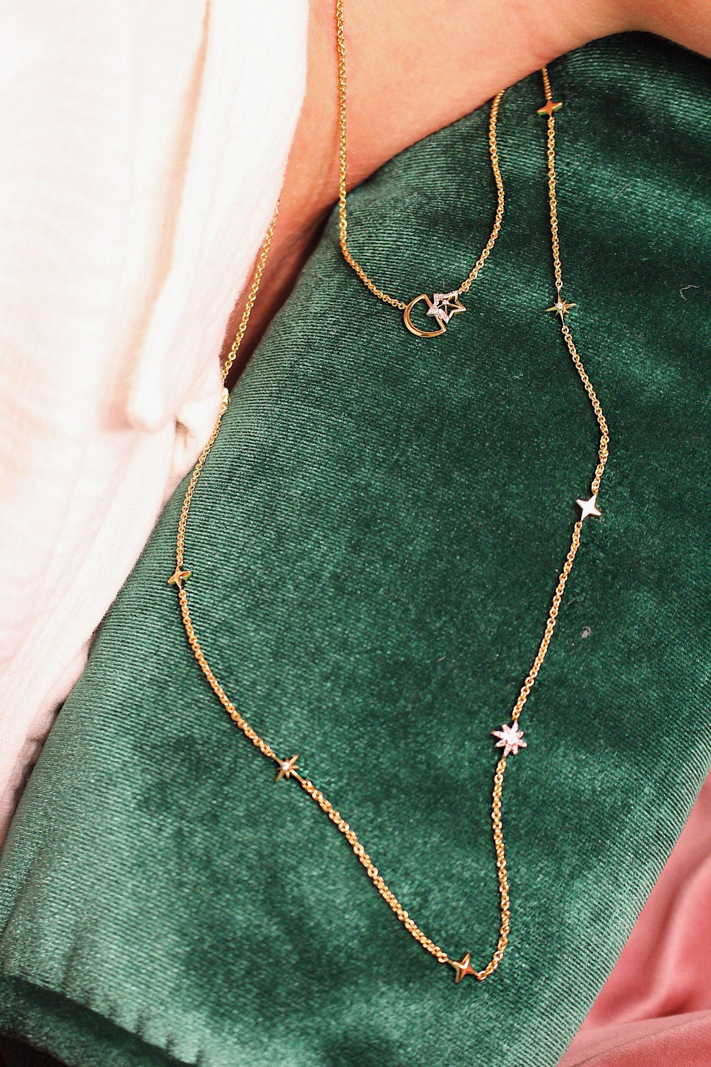 Starkissed Moon Diamond Necklace in 14K Yellow Gold Vermeil on