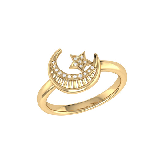 Starkissed Crescent Diamond Ring in 14K Yellow Gold Vermeil on