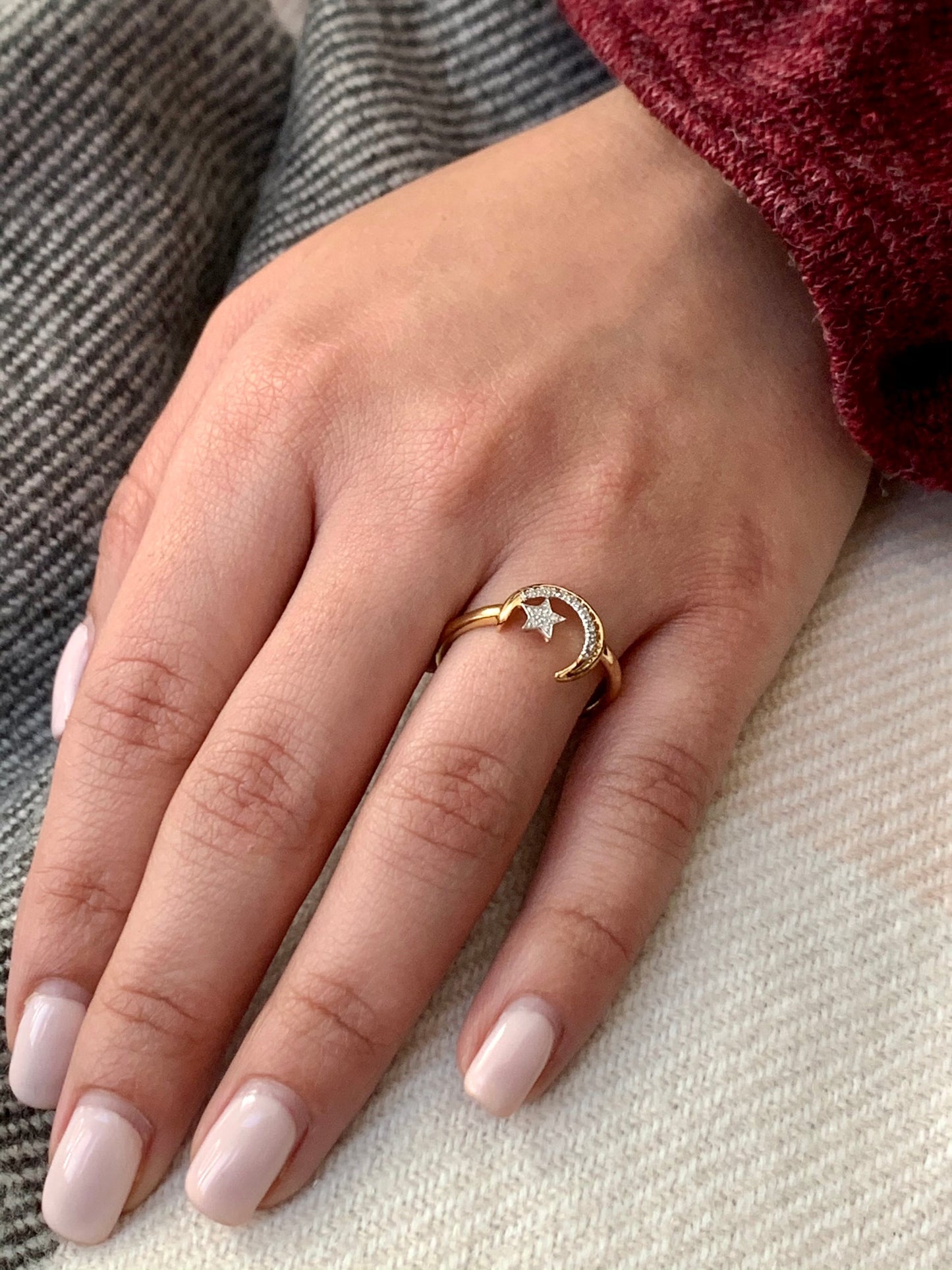 Starkissed Crescent Diamond Ring in 14K Yellow Gold Vermeil on