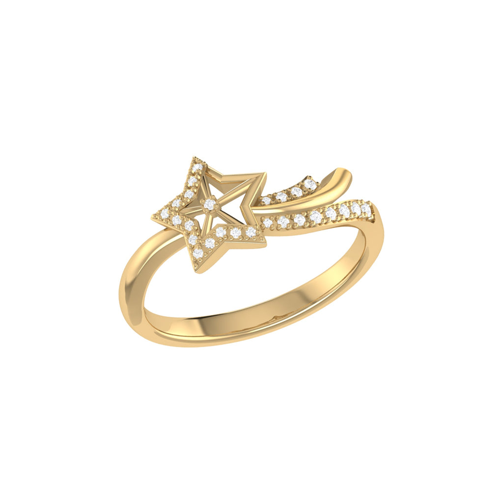 Shooting Star Sparkle Diamond Ring in 14K Gold Vermeil on Sterling