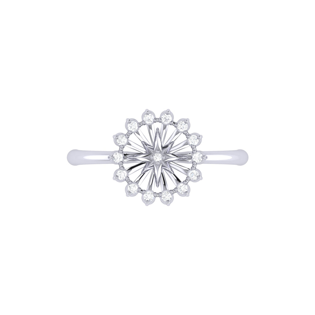 Starburst Diamond Ring in Sterling Silver