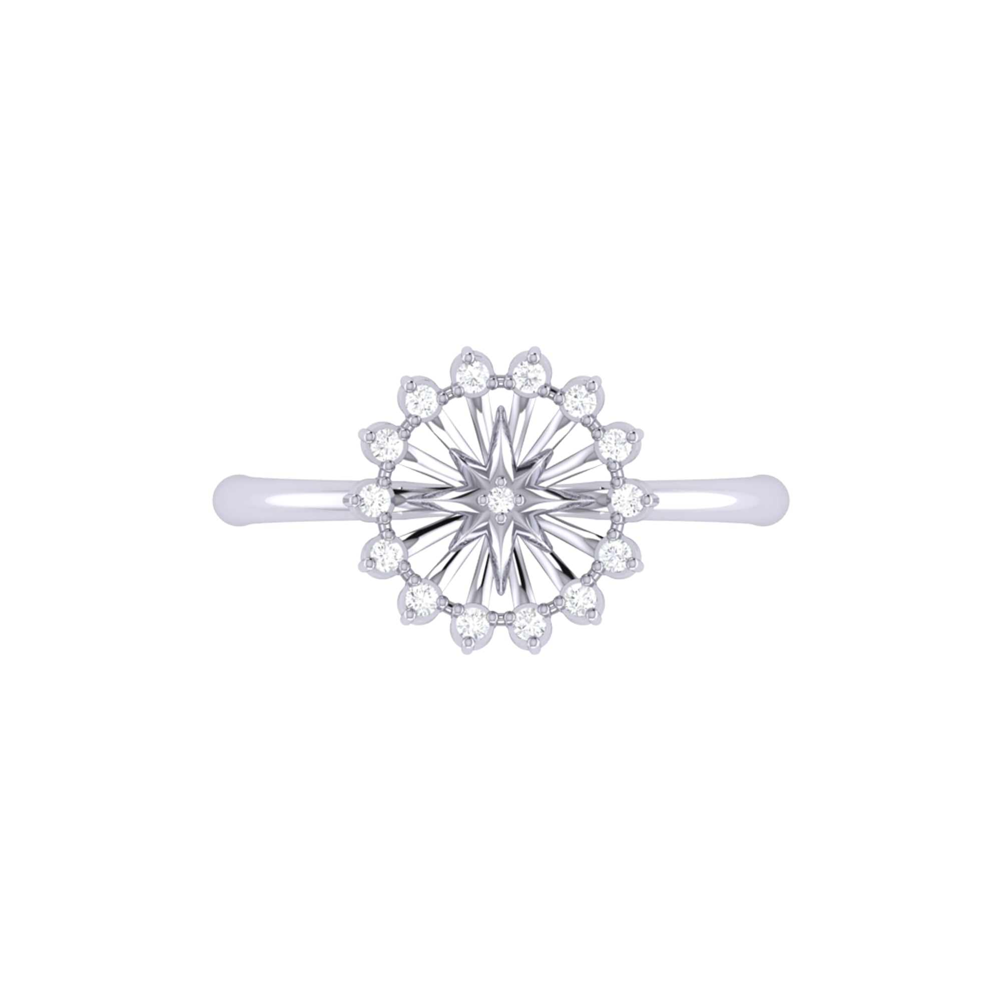 Starburst Diamond Ring in Sterling Silver