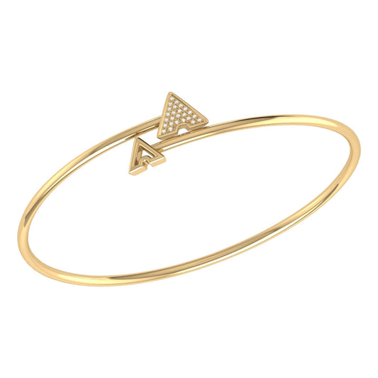 Skyscraper Triangle Roof Adjustable Diamond Bangle in 14K Yellow Gold