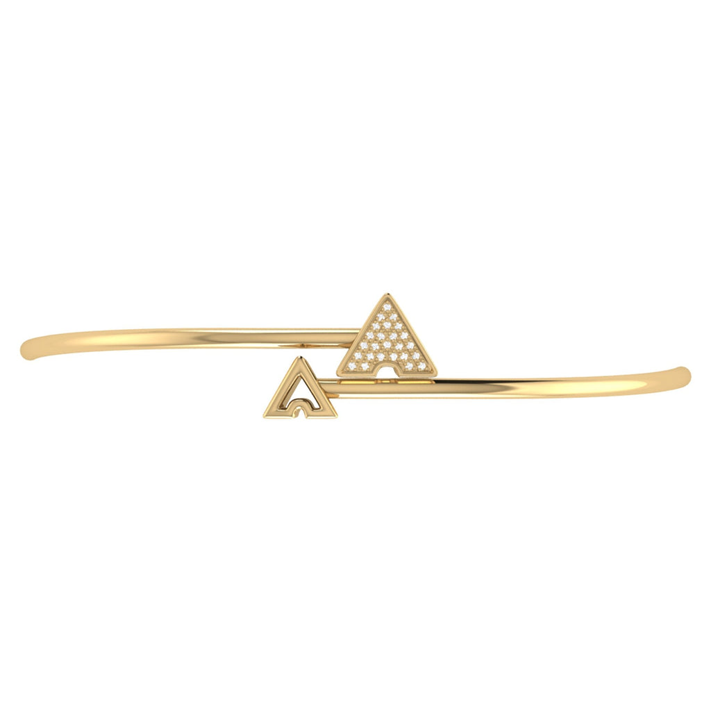 Skyscraper Triangle Roof Adjustable Diamond Bangle in 14K Yellow Gold