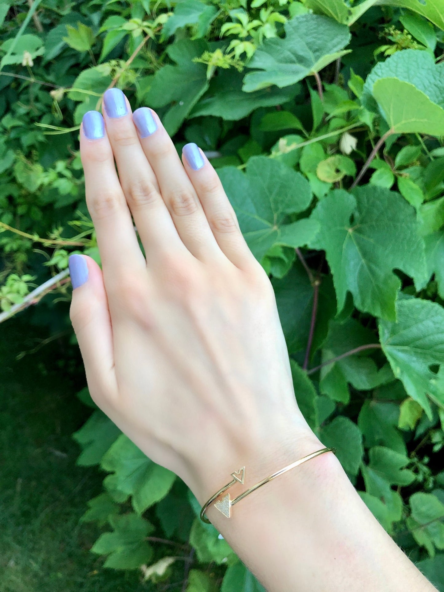 Skyscraper Triangle Roof Adjustable Diamond Bangle in 14K Yellow Gold