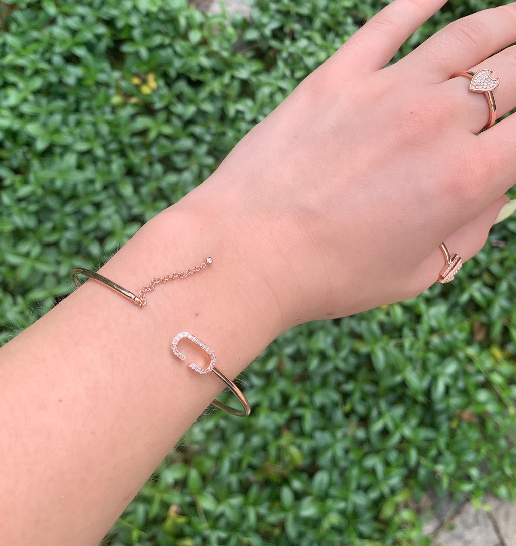 Celia C Adjustable Diamond Cuff in 14K Rose Gold Vermeil on Sterling