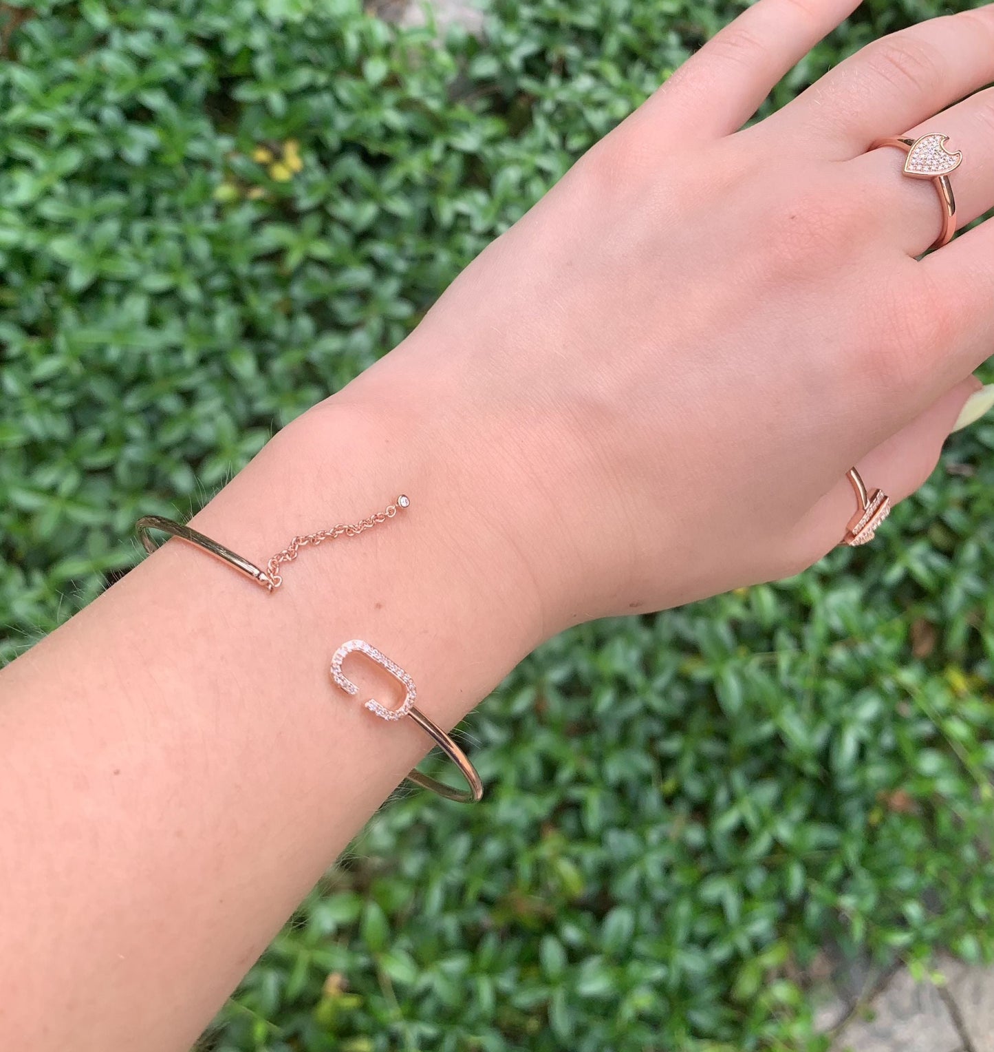 Celia C Adjustable Diamond Cuff in 14K Rose Gold Vermeil on Sterling