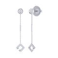 Straight Lace Open Square Street Diamond Earrings in Sterling Silver