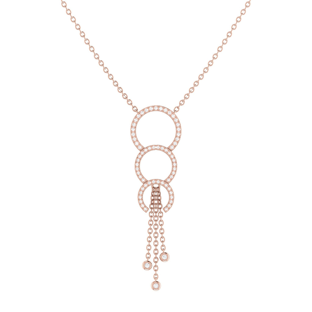 Chandelier Circle Trio Bolo Adjustable Diamond Lariat Necklace in 14K
