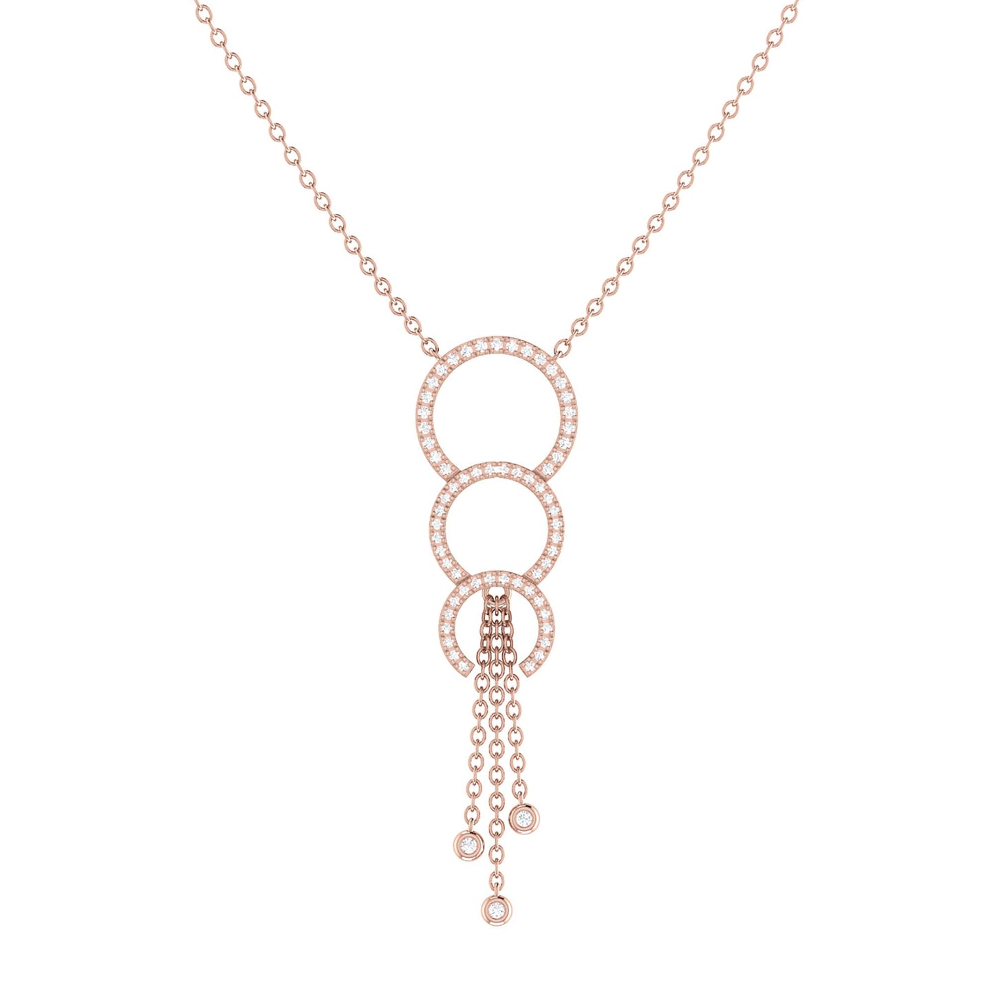 Chandelier Circle Trio Bolo Adjustable Diamond Lariat Necklace in 14K