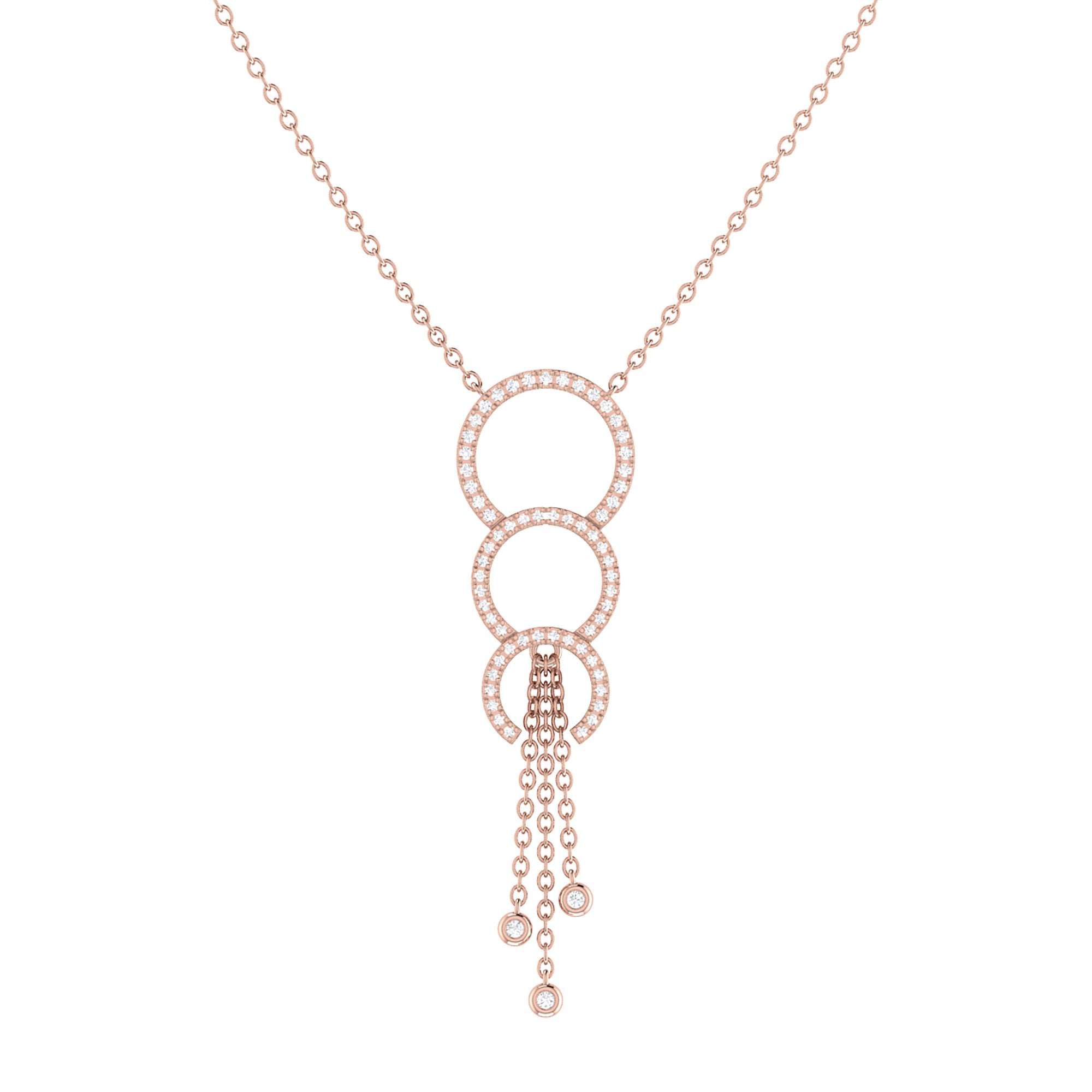 Chandelier Circle Trio Bolo Adjustable Diamond Lariat Necklace in 14K