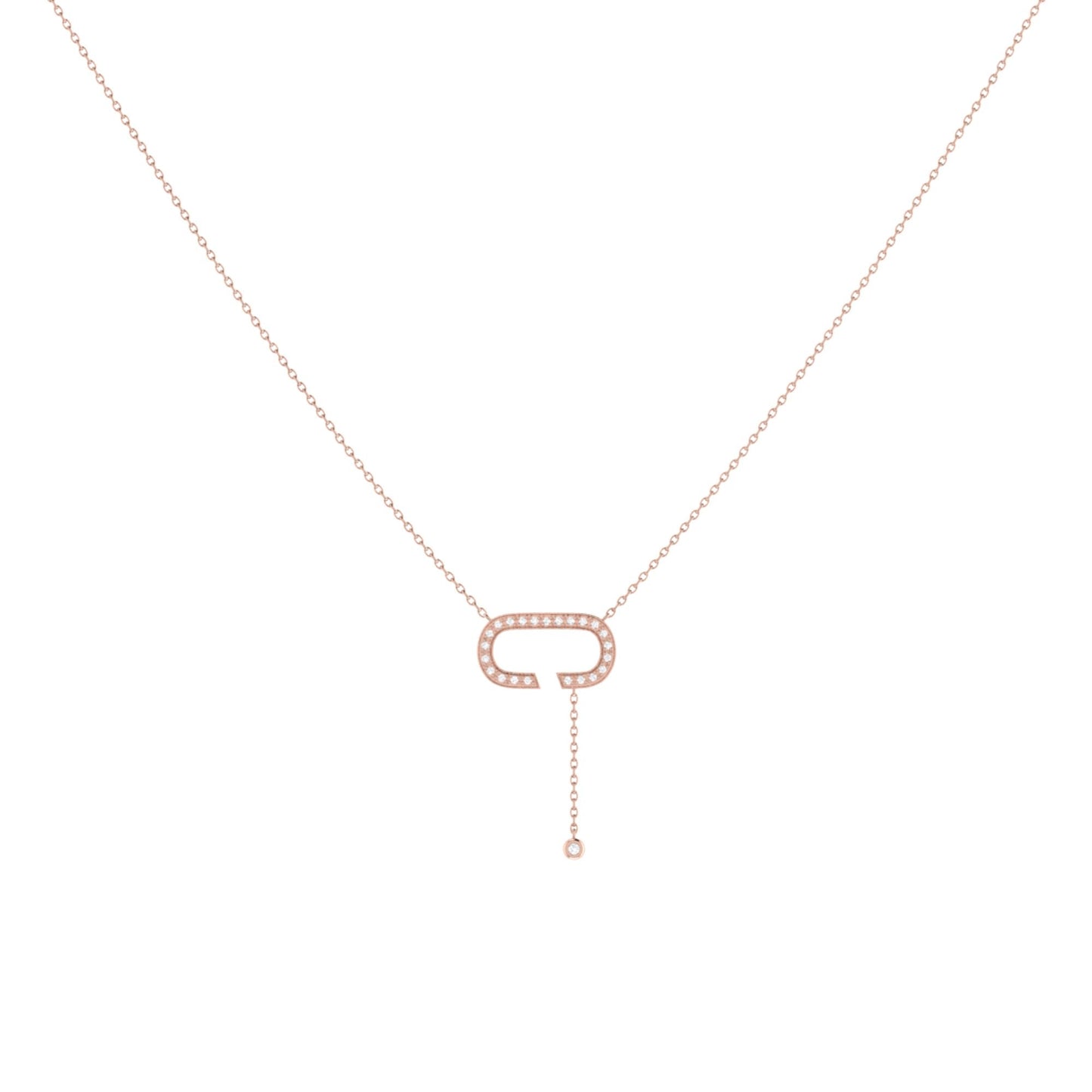 Celia C Bolo Adjustable Diamond Lariat Necklace in 14K Rose Gold