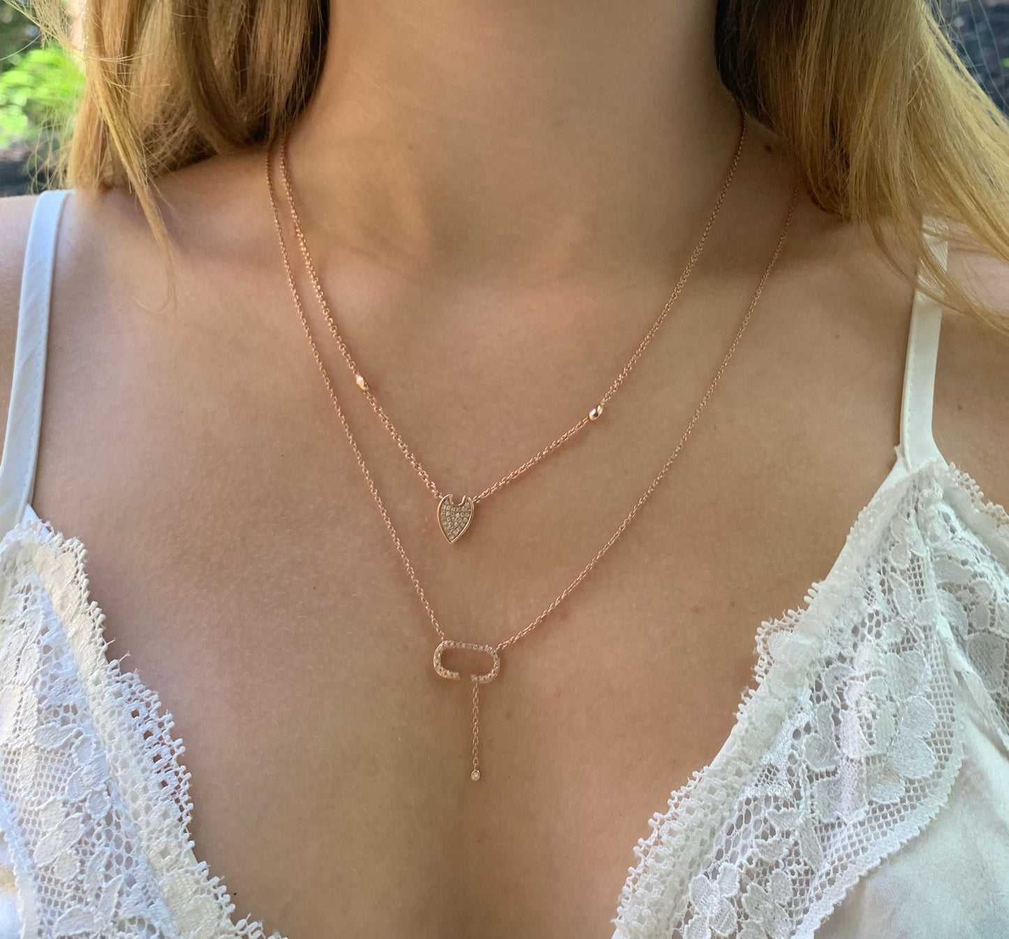 Celia C Bolo Adjustable Diamond Lariat Necklace in 14K Rose Gold