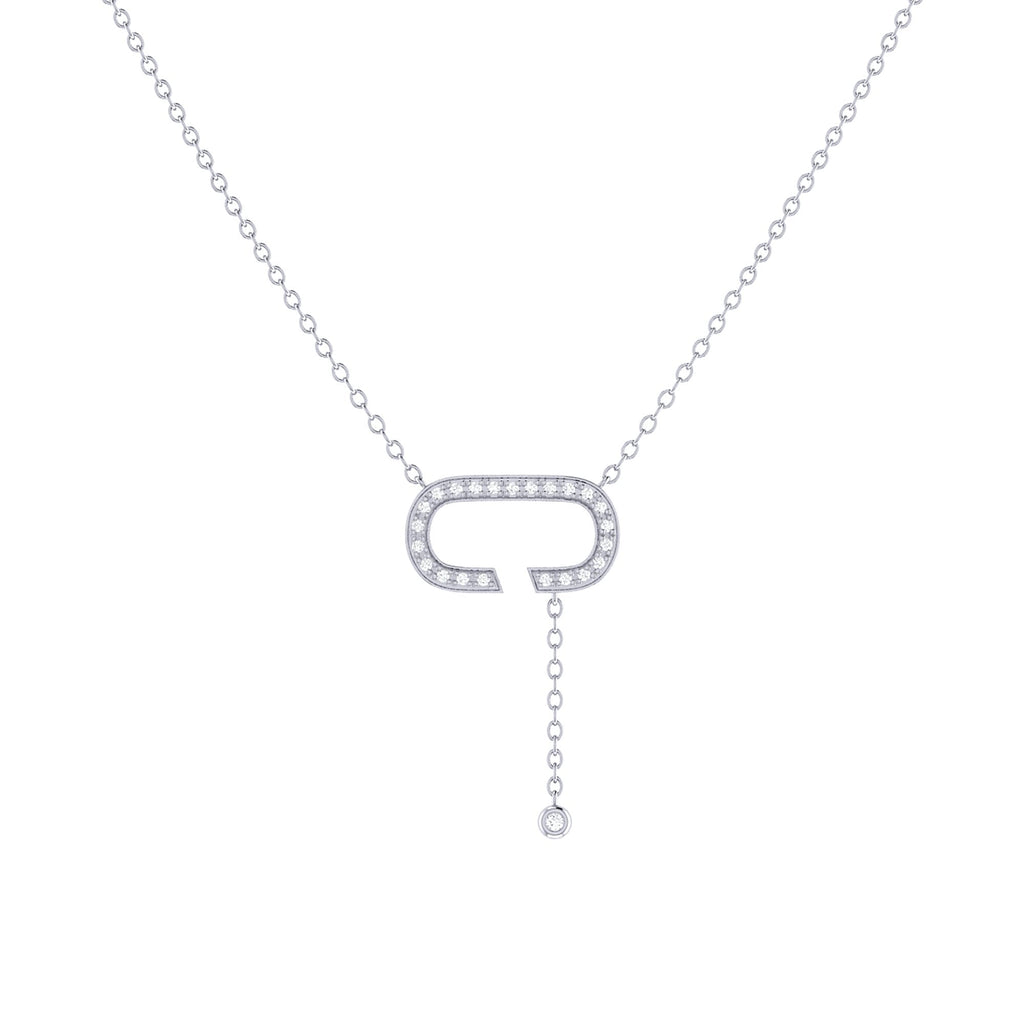 CELIA C BOLO ADJUSTABLE DIAMOND LARIAT NECKLACE IN STERLING SILVER