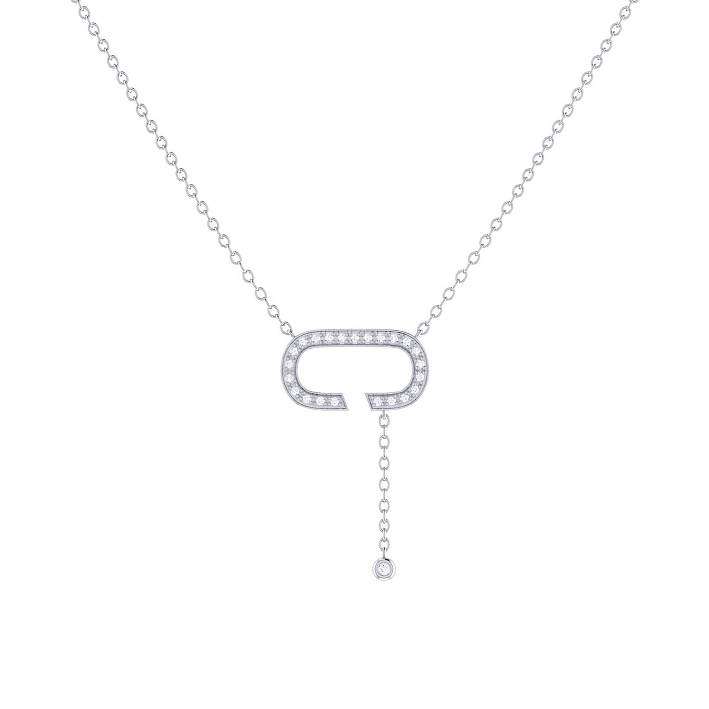 CELIA C BOLO ADJUSTABLE DIAMOND LARIAT NECKLACE IN STERLING SILVER