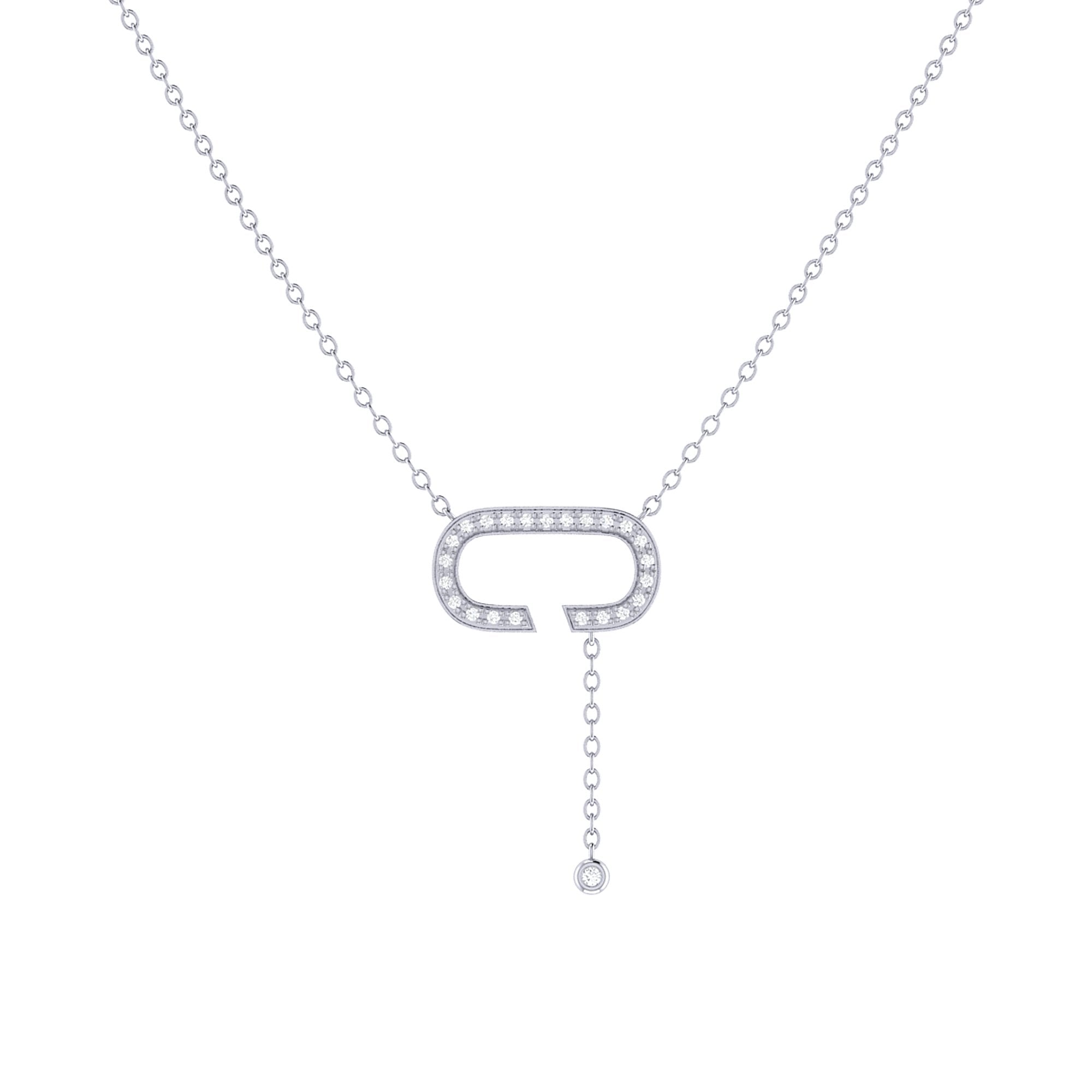 CELIA C BOLO ADJUSTABLE DIAMOND LARIAT NECKLACE IN STERLING SILVER