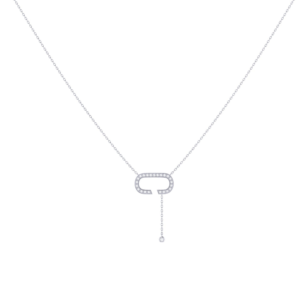 CELIA C BOLO ADJUSTABLE DIAMOND LARIAT NECKLACE IN STERLING SILVER