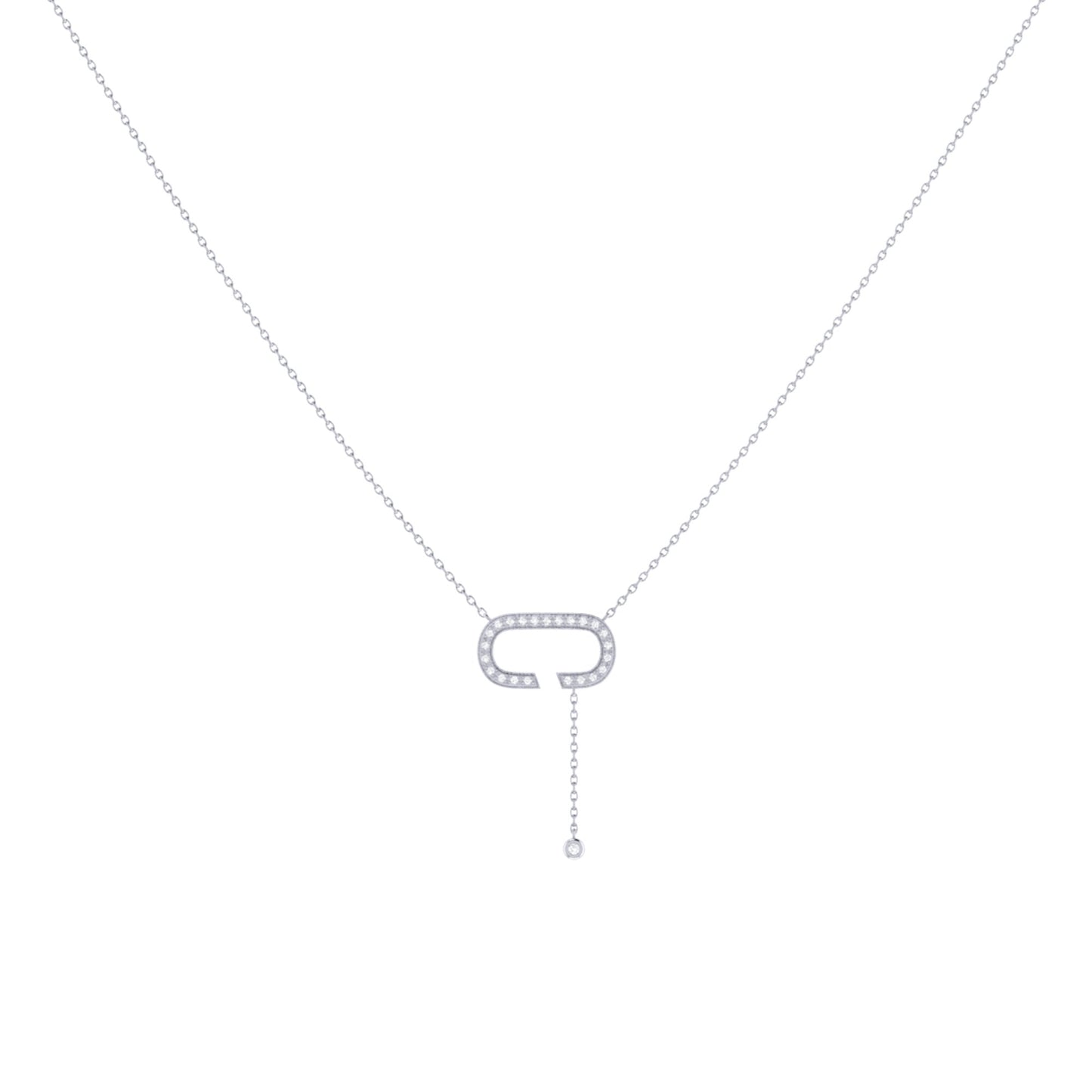 CELIA C BOLO ADJUSTABLE DIAMOND LARIAT NECKLACE IN STERLING SILVER