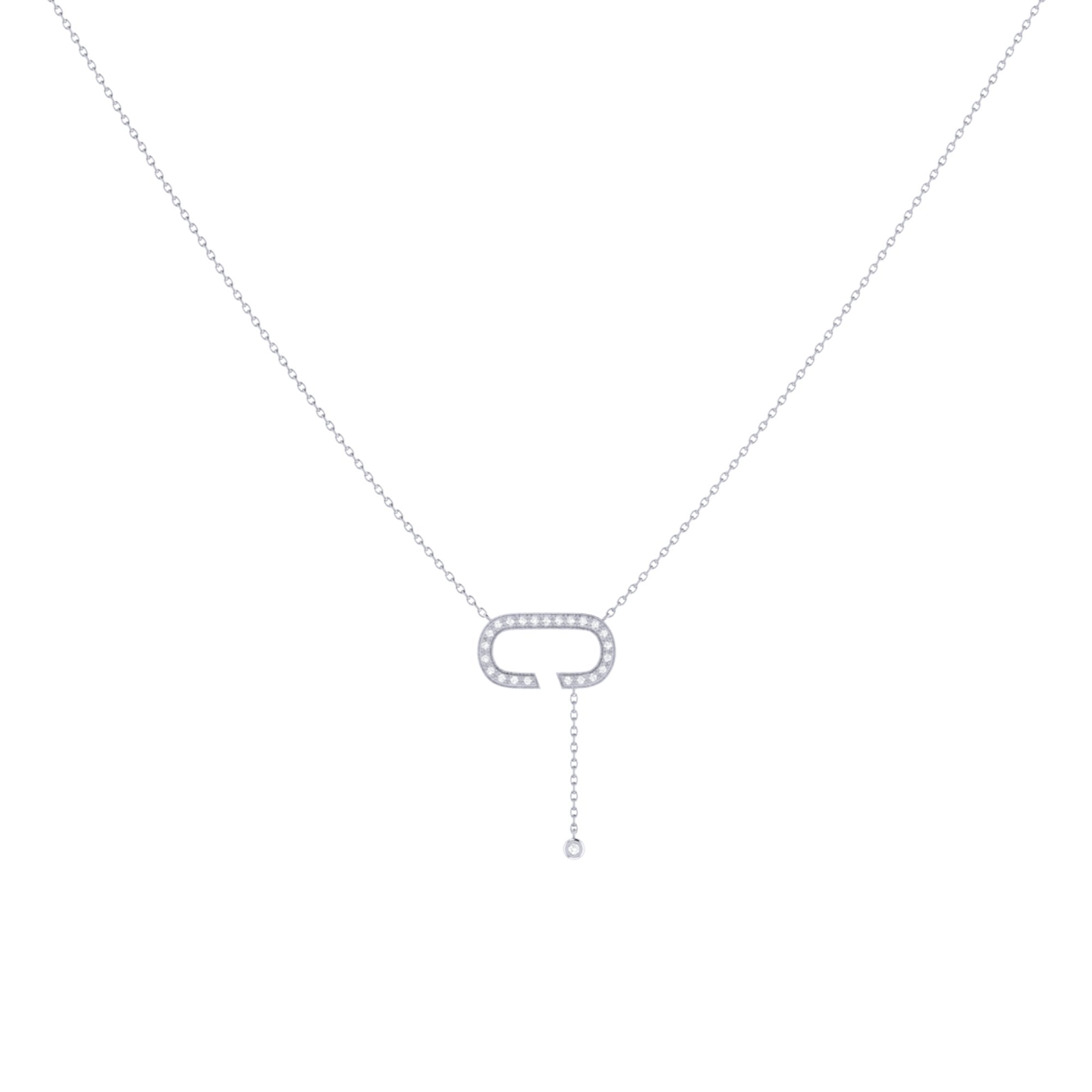 CELIA C BOLO ADJUSTABLE DIAMOND LARIAT NECKLACE IN STERLING SILVER